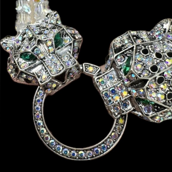 NWT 💎🐆💎 Eye Candy Panther Clear Crystal Bead Necklace - Picture 10 of 12